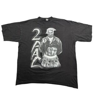 2Pac Tupac Shakur Graphic T Shirt Mens 3XL Black Thug Life Rap Tee